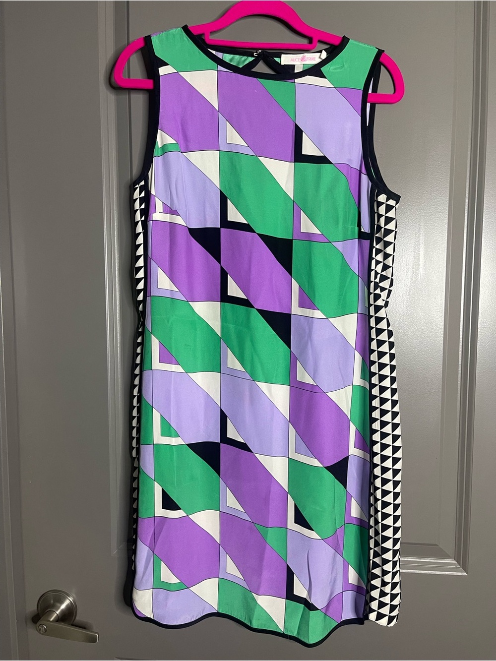 Geometric vibrant colorful pucci-inspired Dress in Purple & Green  Shift XS